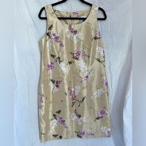 Vintage 90’s Sheri Martin mini dress cream floral print size 14p